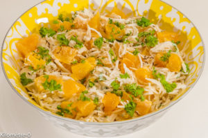 Photo de recette de salade de céleri rave aux oranges, cuisine Perse, cuisine iranienne, cuisine du monde, facile, rapide, agrumes, économique, hiver de Kilomètre-0, blog de cuisine réalisée à partir de produits de saison et issus de circuits courts