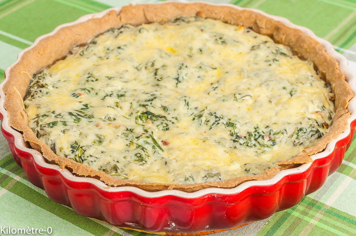 Photo de recette de  quiche, épinards, végétarien, cuisine yiddish, juive, cuisine du monde, facile, quiche, tarte salée, bio de Kilomètre-0, blog de cuisine réalisée à partir de produits de saison et issus de circuits courts